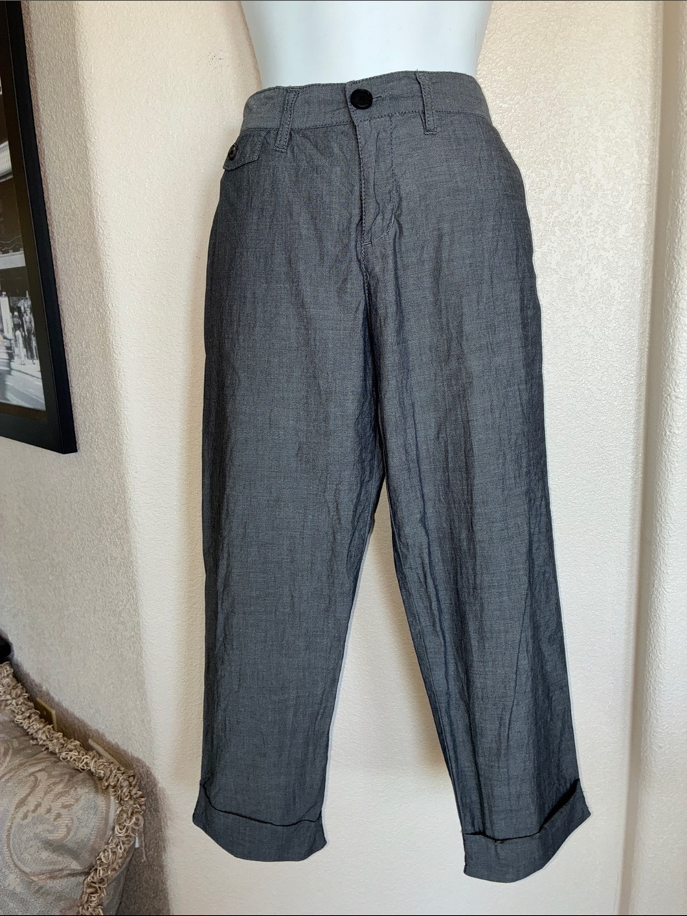 Joe's Jeans cotton pants, women 30, Gray, straight leg, pockets, cropped EUC - Picture 3 of 13